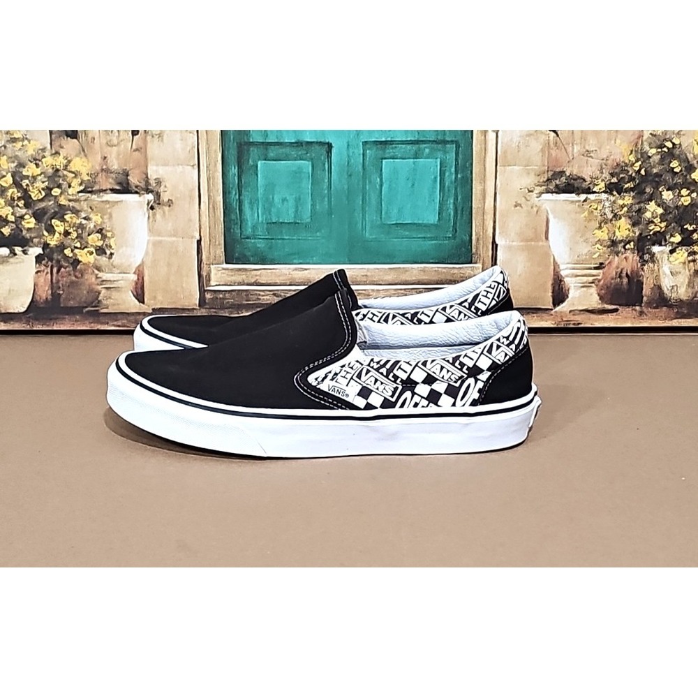 VANS Slip‎ On off the wall black/asphalt Men's 8 Women's 9.5